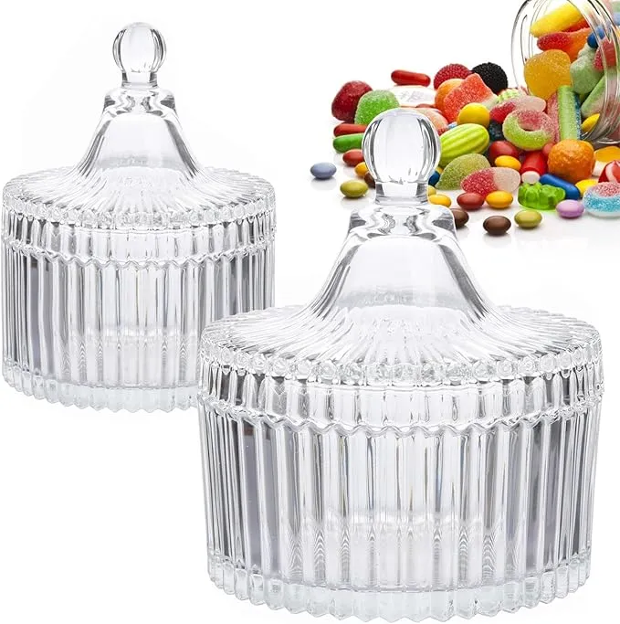 LTHERMELK Juego de 2 tarros de caramelos transparentes con tapa