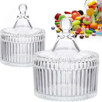 LTHERMELK Juego de 2 tarros de caramelos transparentes con tapa