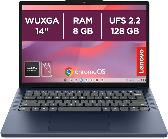 Lenovo Chromebook 11ª Gen, 14" WUXGA, MediaTek Kompanio 540, 4GB RAM, 128GB UFS 2.2