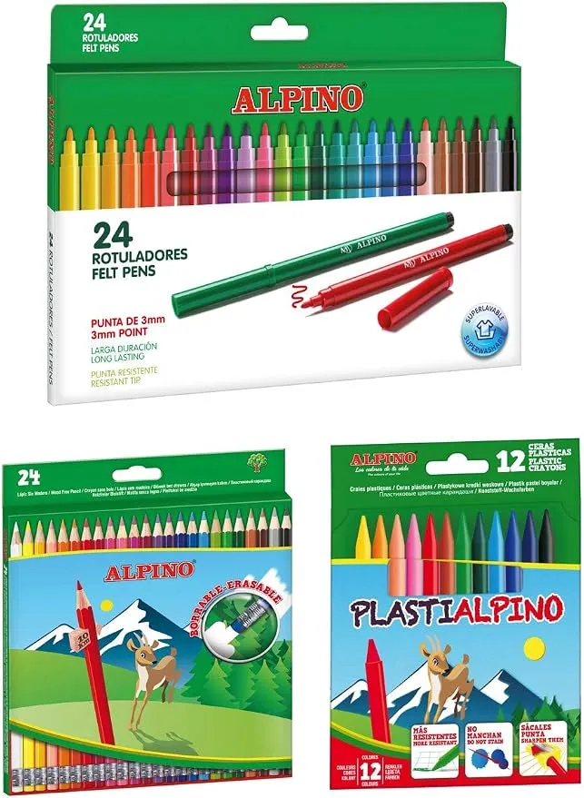 Pack Escolar Alpino: Lápices, Rotuladores y Ceras para Desatar la Creatividad