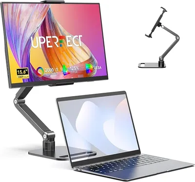 UPERFECT Monitor Portátil 15.6" 125% sRGB con Soporte Metálico Plegable, 2000:1 Contraste FHD HDR EyeCare Mate Pantalla Secundaria Ultradelgada para Ordenador Portátil/PC/Phone/Consolas de Videojuegos