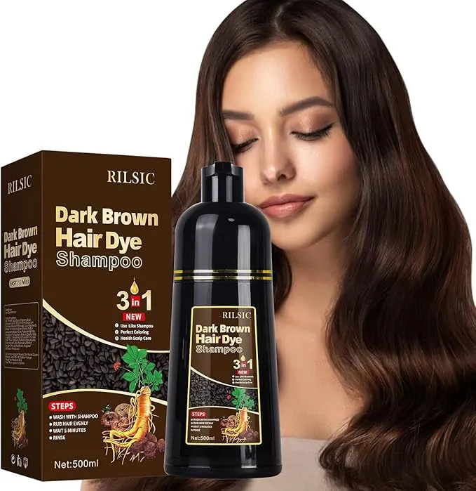Champú Tinte Castaño Oscuro 3 en 1 para Cubrir Canas - Hombre y Mujer