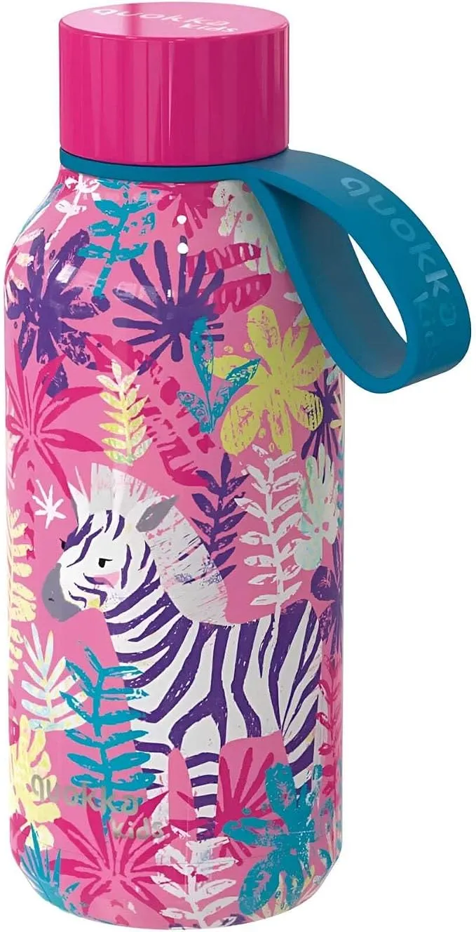 Quokka Kids Botella Termo Sólida con Colgador Zebras 330 ml