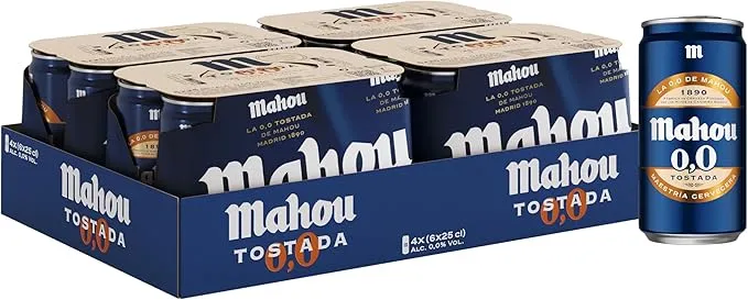 Mahou 0,0 Tostada Cerveza sin Alcohol Pack 24 Latas