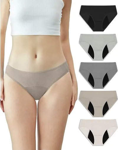 Neione Mujer Bragas Menstruales Braguita Bikini para Regla Período Postparto Flujo Abundante Ropa Interior Brasileña Pack de 5 Satori S