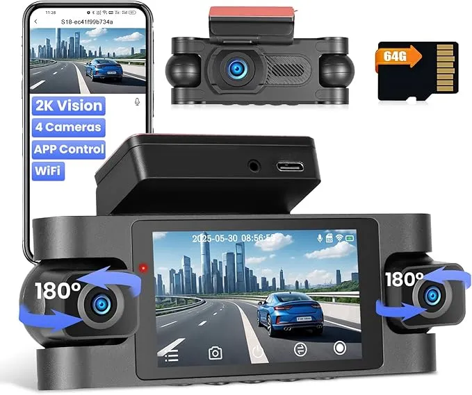 Hikity 4 Canales Dash CAM