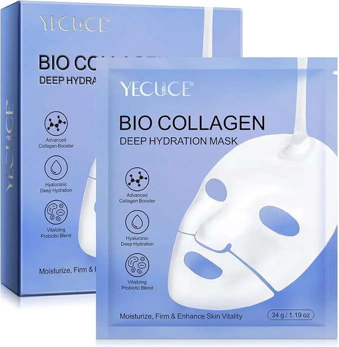 Lote 6 Mascarillas Faciales de Colágeno Hidratantes y Calmantes