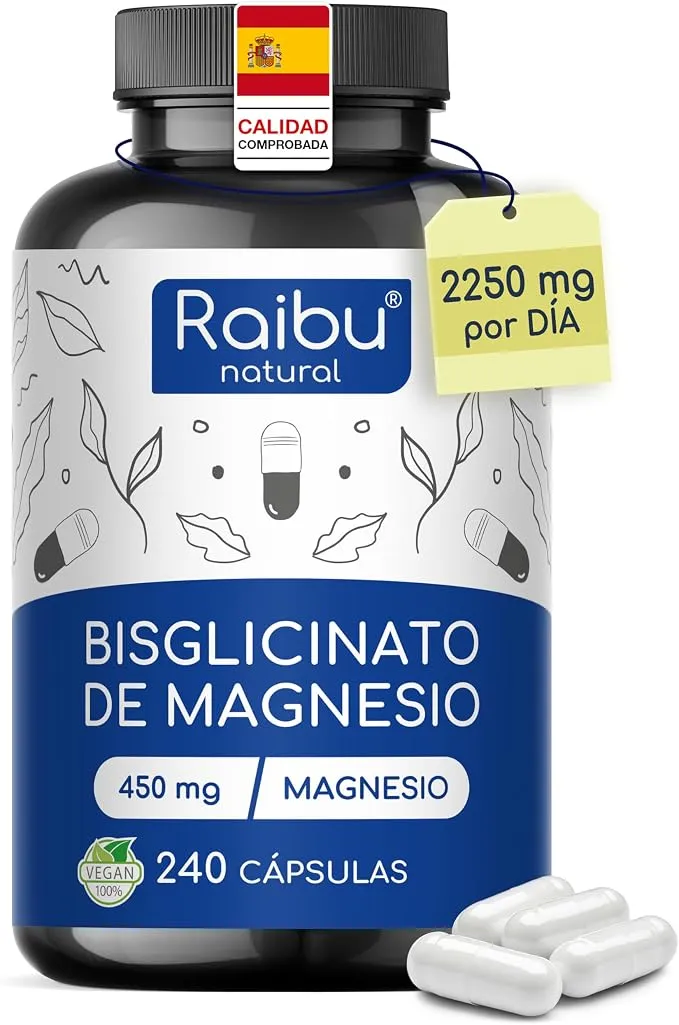 Magnesio Bisglicinato 240 Cápsulas - Suplemento Vegano para Músculos y Energía