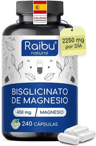 Magnesio Bisglicinato 240 Cápsulas - Suplemento Vegano para Músculos y Energía