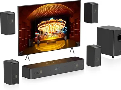 Barra de sonido HiwillAudio 5.1.2 con altavoces traseros inalámbricos