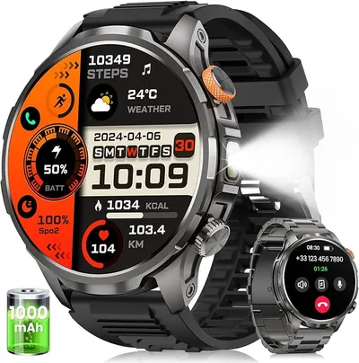 Reloj Inteligente BANLVS con Batería 1000mAh y Linterna - Negro