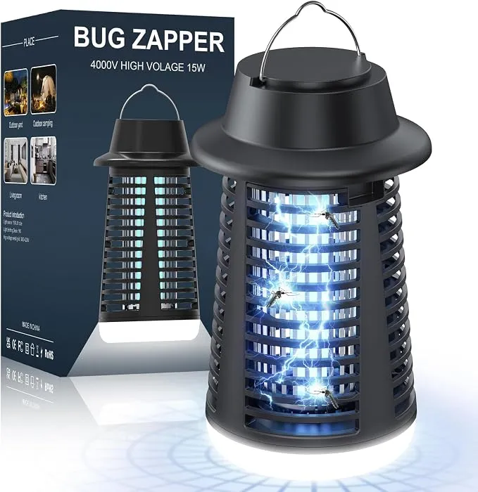 Lámpara Antimosquitos Eléctrica UV 20W con Protección IPX6 y Luz LED