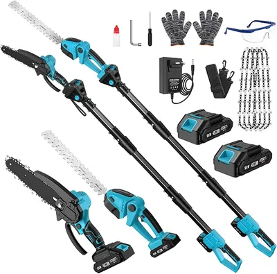 Motosierra y Cortasetos BaterÃa con Pértiga Telescópico, 4 en 1 Kit de Herramientas JardÃn