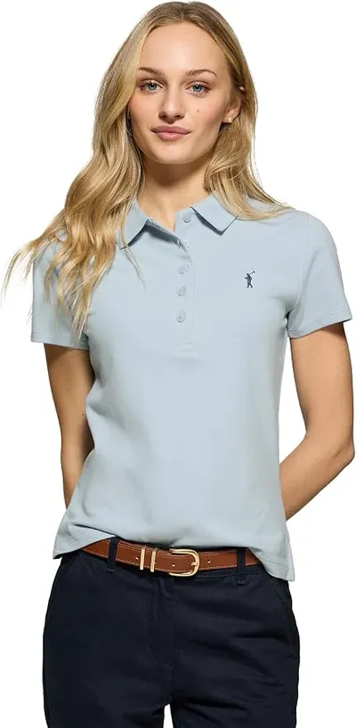 Polo Club Polo Mujer Azul Claro Algodón de 5 Botones - Poloshirt Manga Corta
