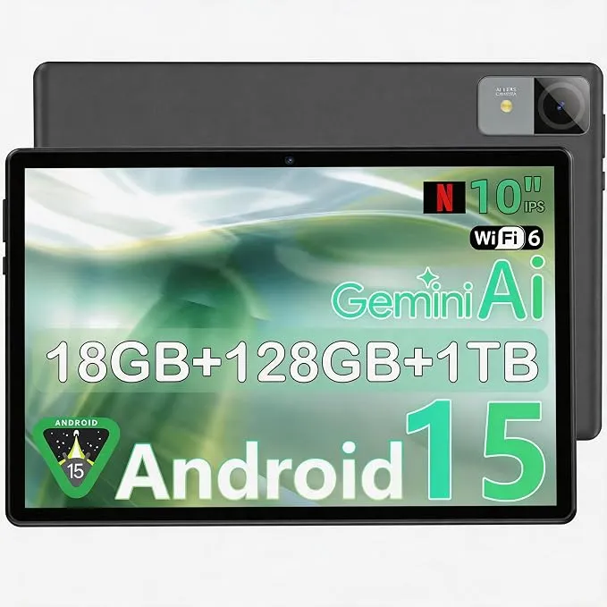 Tablet Android 15 de 10 Pulgadas con 18GB RAM y 128GB ROM