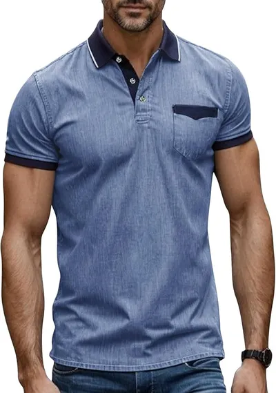 Camiseta polo Suwangi manga corta con bolsillos
