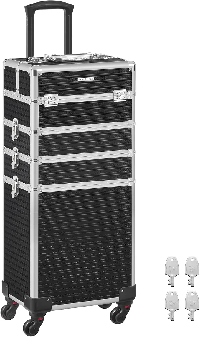 Carrito de Maquillaje Songmics 4 Niveles con Ruedas y Cerradura
