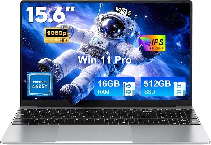 MITUNTUN Portátil 15.6" FHD 16GB RAM 512GB SSD Bisagra 180°