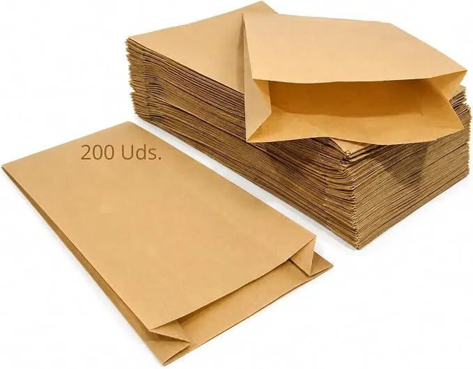 Bolsas de Papel Kraft Marrón Pequeñas (200 uds.) para Pan, Bocadillos y Manualidades