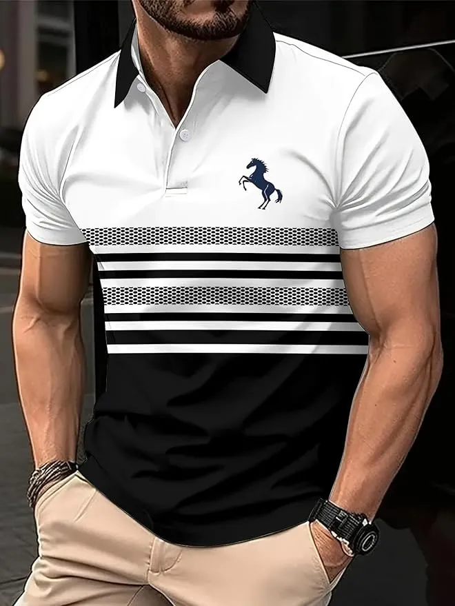 Polo de Manga Corta con Estampado 3D para Hombre