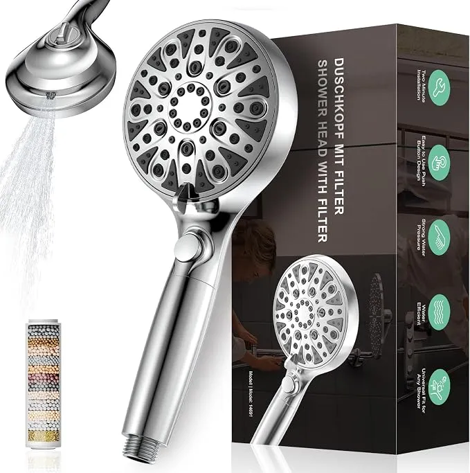 Alcachofa de Ducha con Filtro y 10 Modos de Presión, Antical y Ahorro de Agua