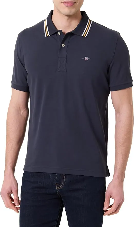 Polo Hombre GANT Collar Tipping SS Azul Noche Talla M