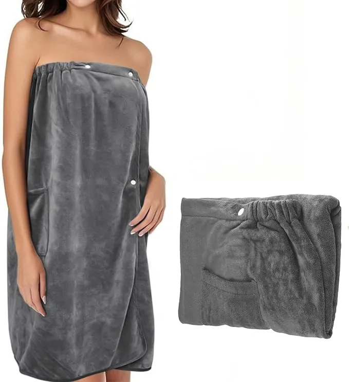 Toalla de Sauna para Mujer Absorbente de Microfibra 140x80cm con Bolsillo