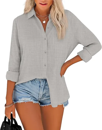 NONSAR Blusa para mujer elegante con cuello