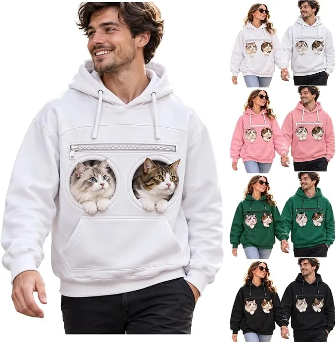Sudadera con Capucha Porta Mascotas Doble Ventana para Invierno