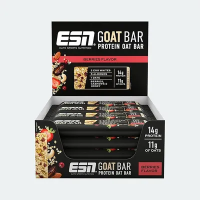 ESN GOAT Bar, Barritas Energéticas con Frutos Rojos, Pack de 12