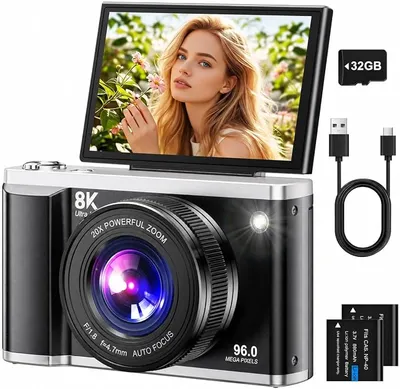 Cámara Digital 8K 96MP con WiFi, Zoom 20X y Pantalla Abatible