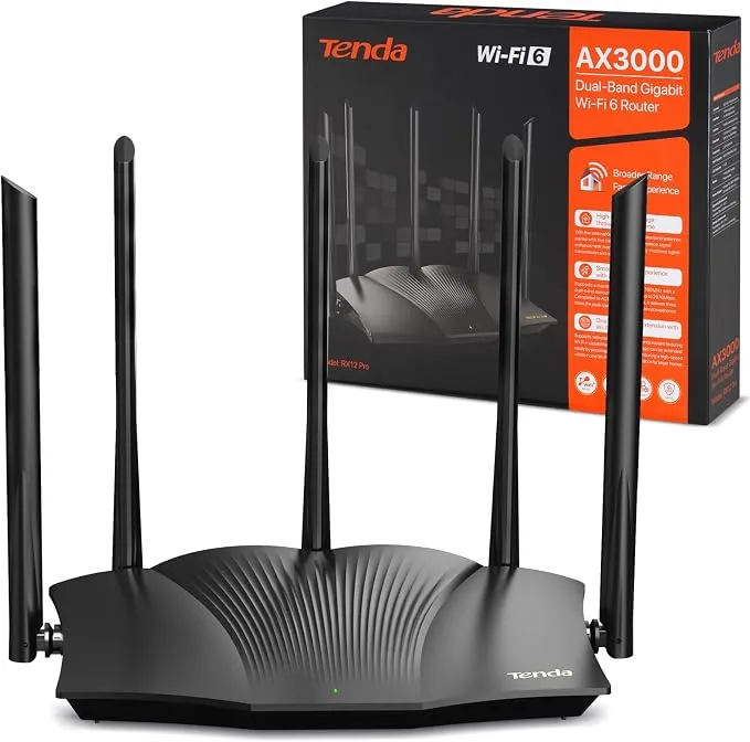 Tenda RX12 Pro Router WiFi 6 AX3000 Doble Banda