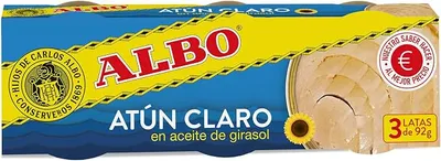 Albo Conserva de Atún Claro en Aceite de Girasol, Pack 3 Latas x 92 g