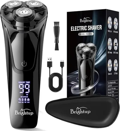 Brightup Maquinilla de Afeitar Eléctrica Hombre Cabezal Flotante 4D, USB-C