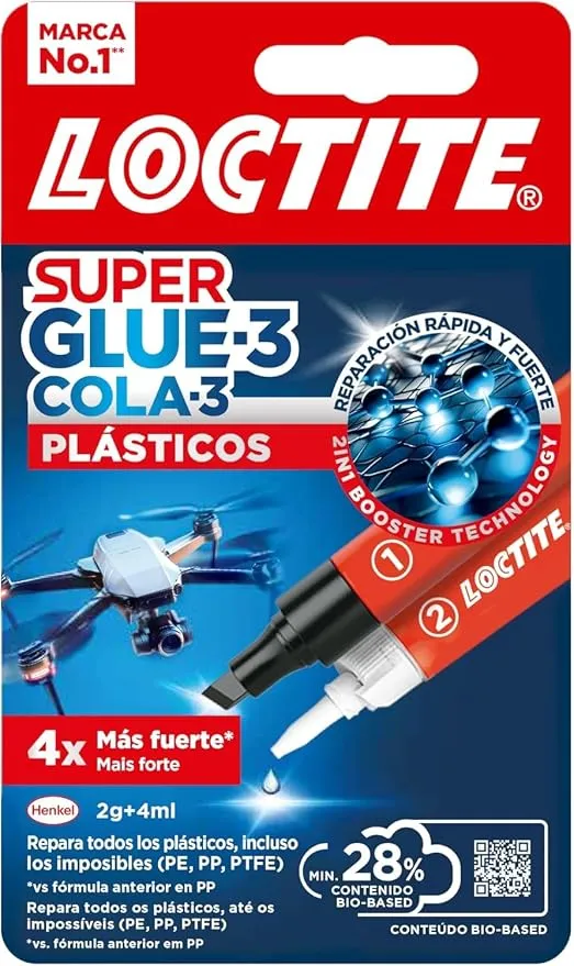 Loctite Super Glue-3 Plásticos, Pegamento Instantáneo Transparente, 2g/4ml
