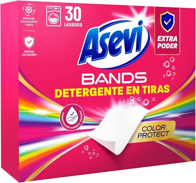 Asevi Bands Detergente en Tiras para Lavadora Color Protect