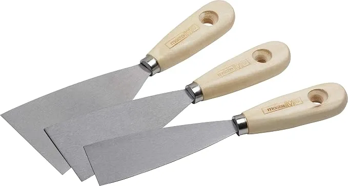 Juego de 3 espátulas de pintura Meister de acero inoxidable con mango de madera
