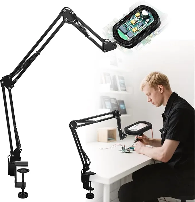 Lupa SAVSOO 3 Brazos con Luz LED para Soldadura y Detalles Precisos