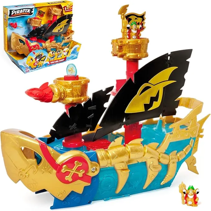 Barco Pirata PIRATIX Shark Ship con Catapulta y Figura Exclusiva