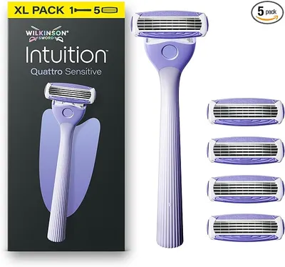 Wilkinson Intuition Quattro - Maquinillas de Afeitar para Piel Sensible con 5 Recambios