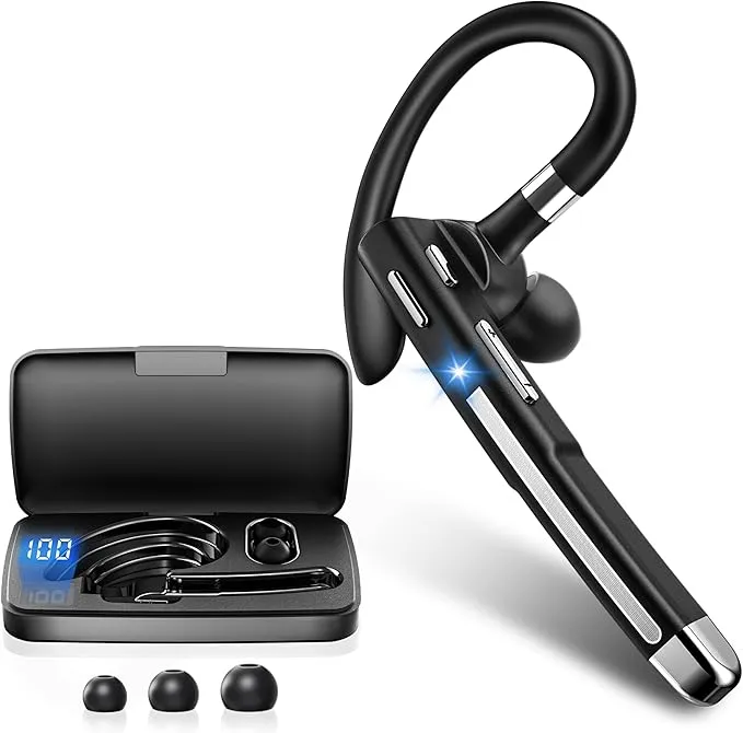 Auriculares Bluetooth Mono Profesionales V6.1, Cancelación de Ruido CVC8.0, 100h de Conversación, Manos Libres con Micrófono