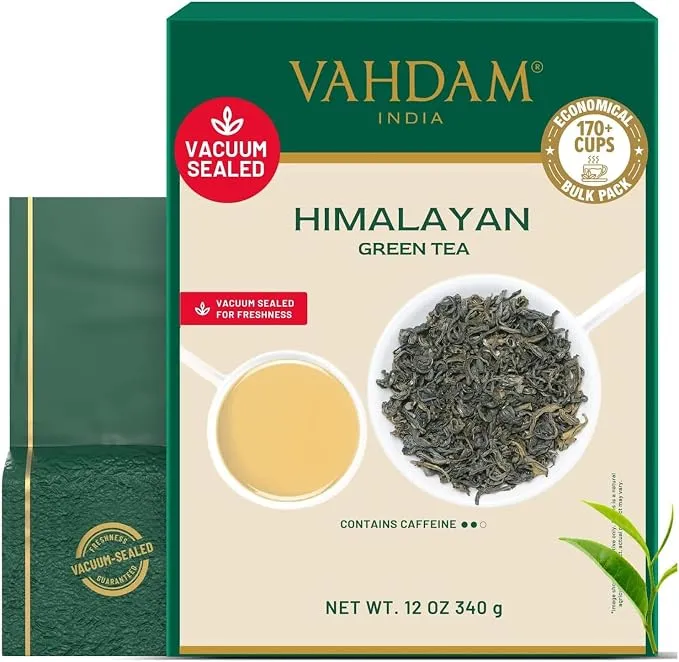 VAHDAM TÉ Verde HOJA Larga - Sabor Suave con Notas de Hierba Dulce
