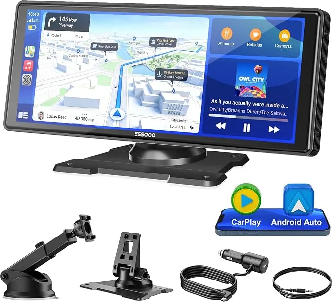 Pantalla ESSGOO 10.26" Inalámbrica con Carplay y Android Auto