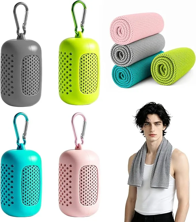 Pack 4 Toallas Enfriadoras de Microfibra con Funda Portátil