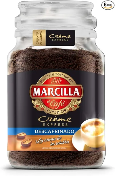 Café Marcilla soluble Crème Express Descafeinado, 200 gr. - [Pack de 6]