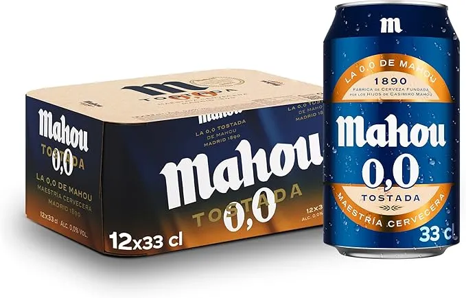 Mahou 0,0 Tostada, Pack de 12 Latas x 33 cl
