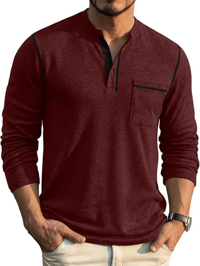 Camiseta COOFANDY Henley Manga Larga Hombre - Estilo Versátil y Precio Irresistible