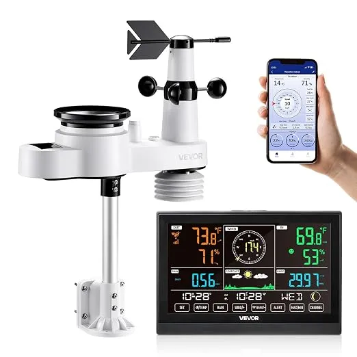 Estación Meteorológica Solar VEVOR 5 en 1 con WiFi y Pantalla VA de 7.5"