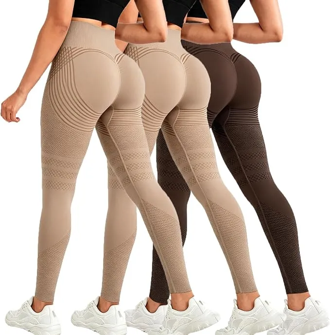 Pack 3 Leggings Deportivos Push-Up Mujer - Cintura Alta