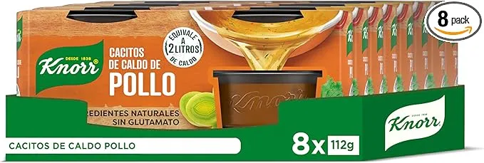 Knorr - Cacitos de caldo pollo, 112g, pack de 8